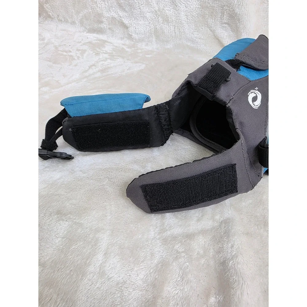O'Rageous Blue Grey Dog Life Preserver‎ Pet Flotation Vest with Rescue Handle XS